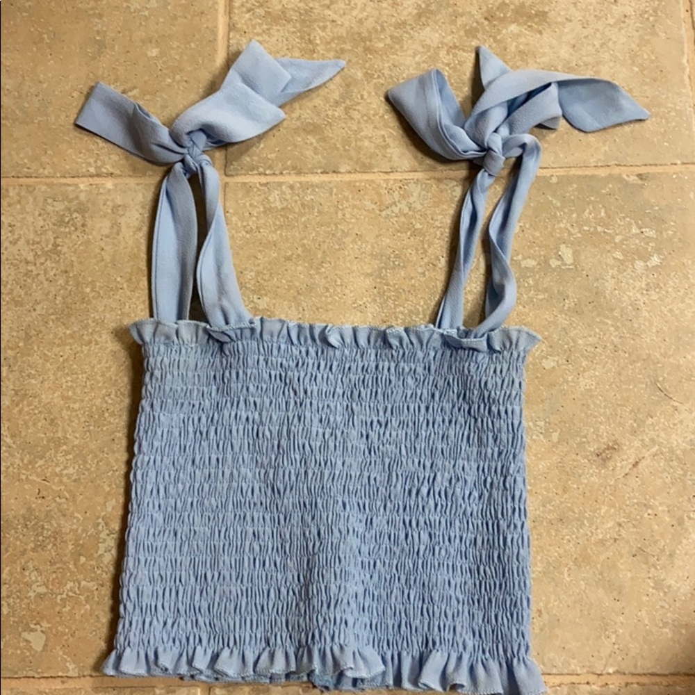light blue crop top